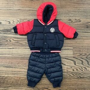 Gap Baby Puffer Winter Jacket Hooded & Winter Pants Sz 0-6 Months